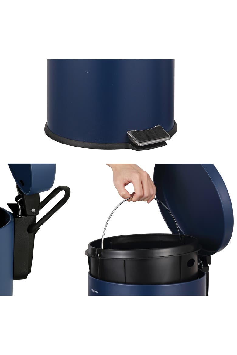 Oscar 8-Gallon Step-Open Trash Can with FREE Mini Trash Can, Alternate, color, Denim Blue