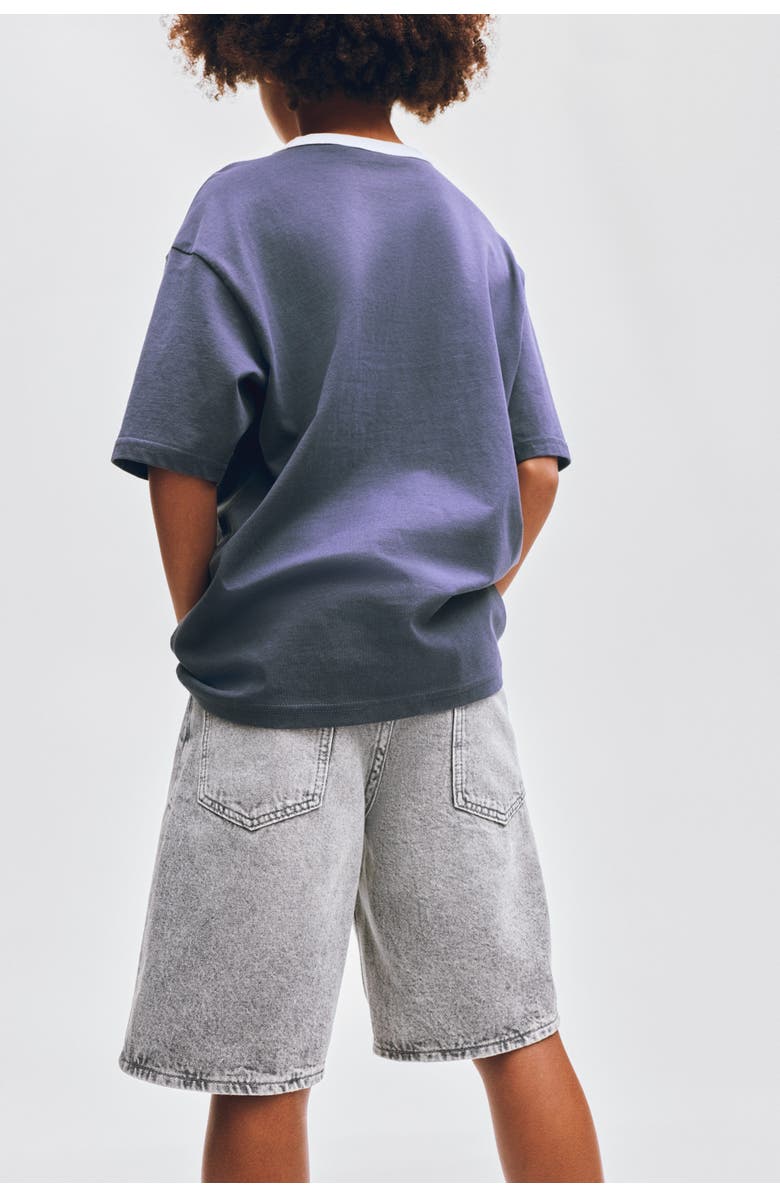 H&M Loose-fit denim shorts, Alternate, color, Gray