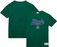 Mitchell & Ness Men's Mitchell & Ness Green Milwaukee Bucks Hardwood Classics Felt Applique Slub T-Shirt
