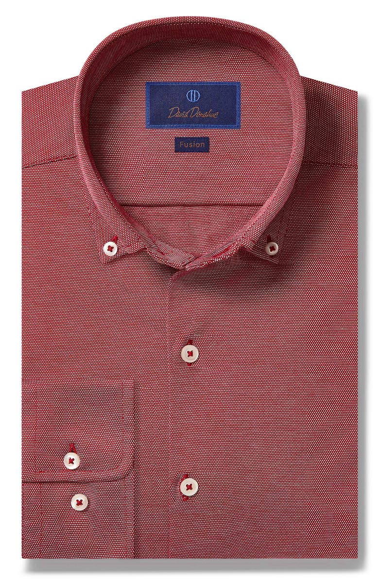 David Donahue Trim Fit Jacquard Fusion Shirt, Main, color, 