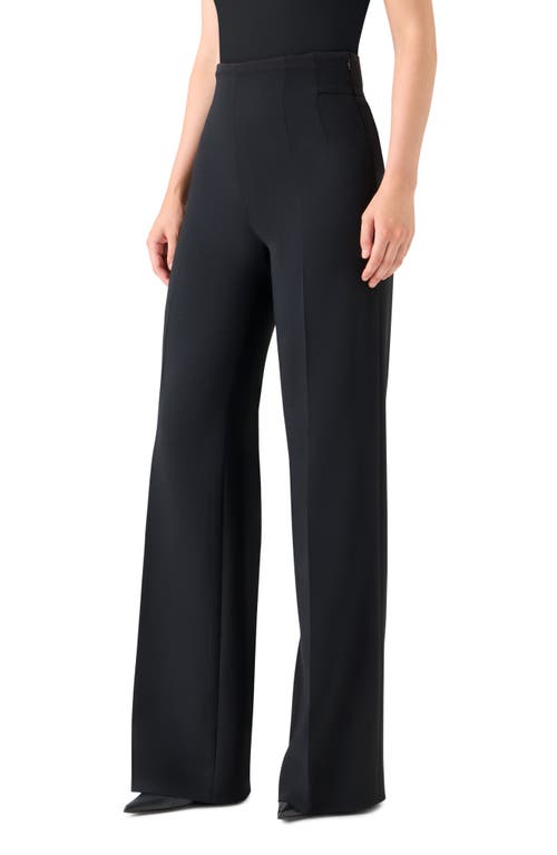 Akris Fiyuki Wool Blend Double Face Wide Leg Pants In Black
