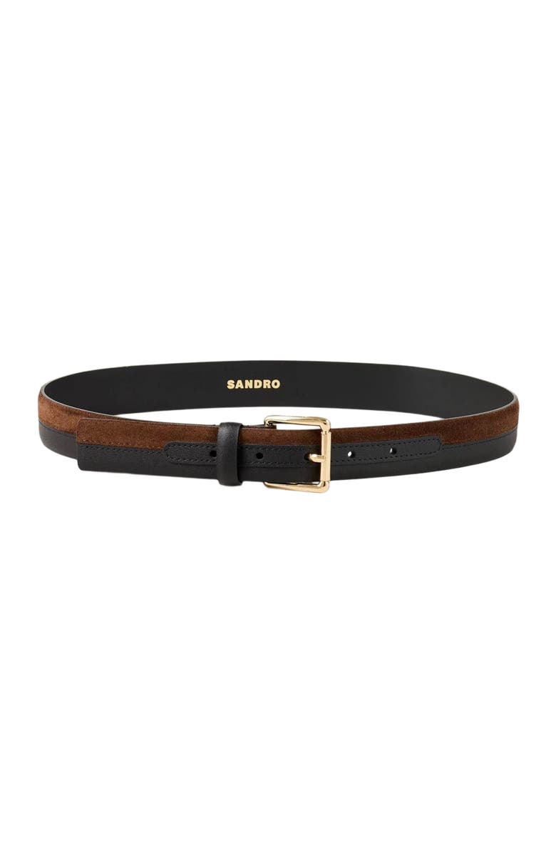 SANDRO Two-tone leather belt, Alternate, color, 