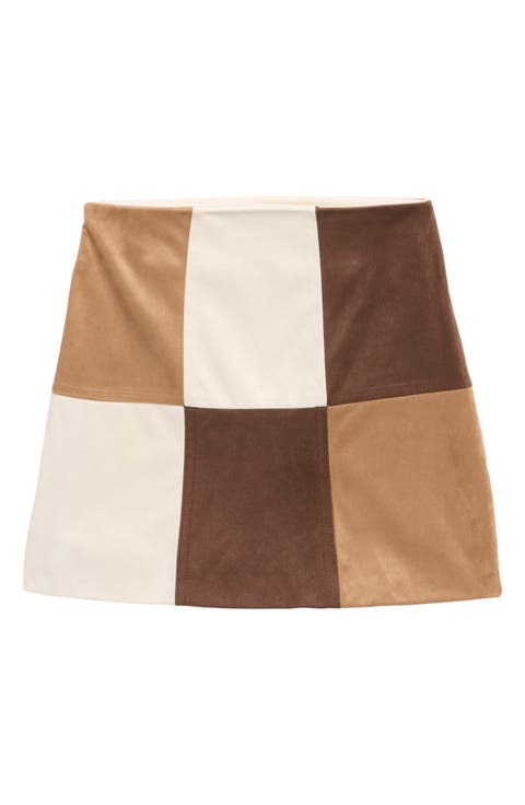 Kids' Colorblock Faux Suede Skirt
