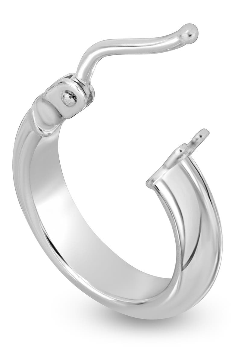 14K Gold Beveled Edge Huggie Hoop Earrings (Online Trunk Show), Alternate, color, 14KW