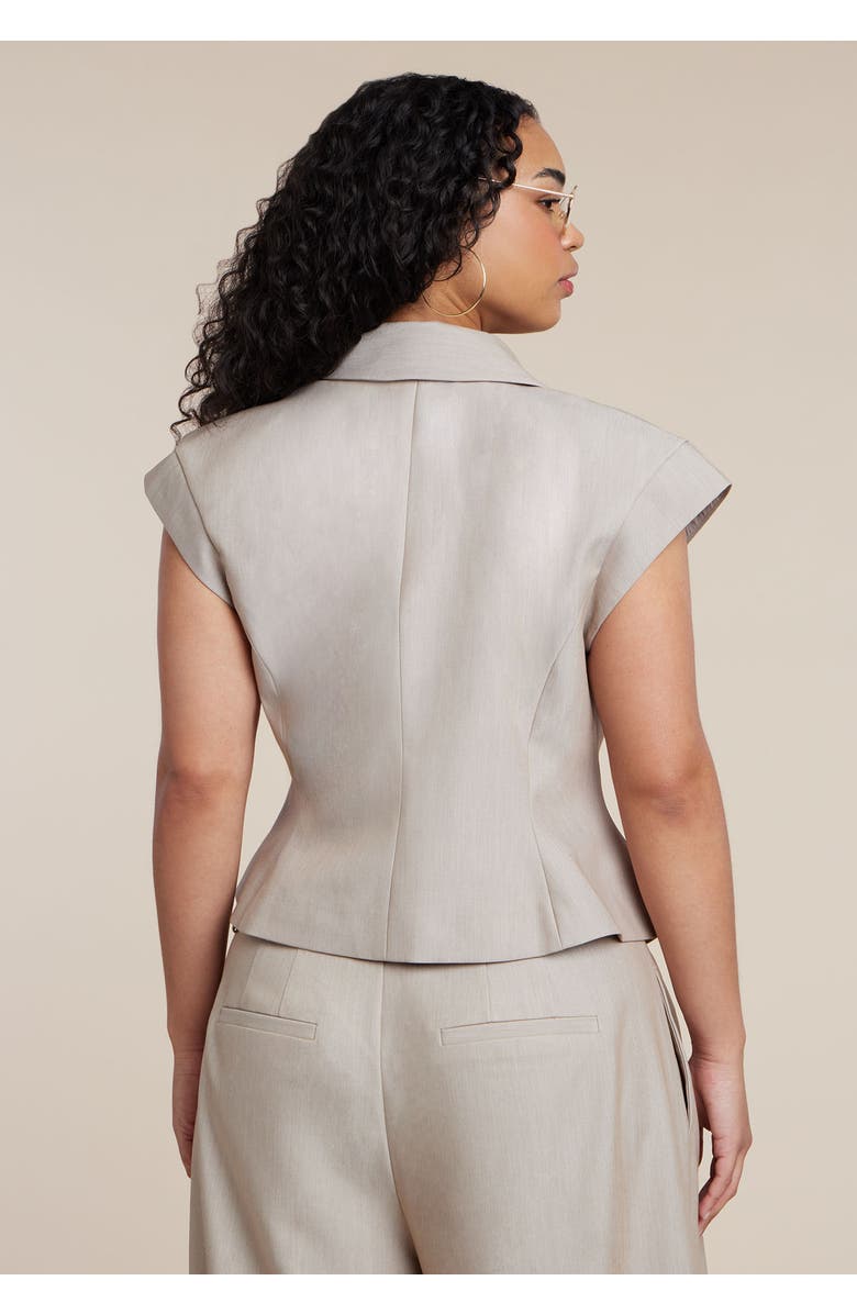 ELOQUII Short Sleeve Hourglass Blazer, Alternate, color, Neutral