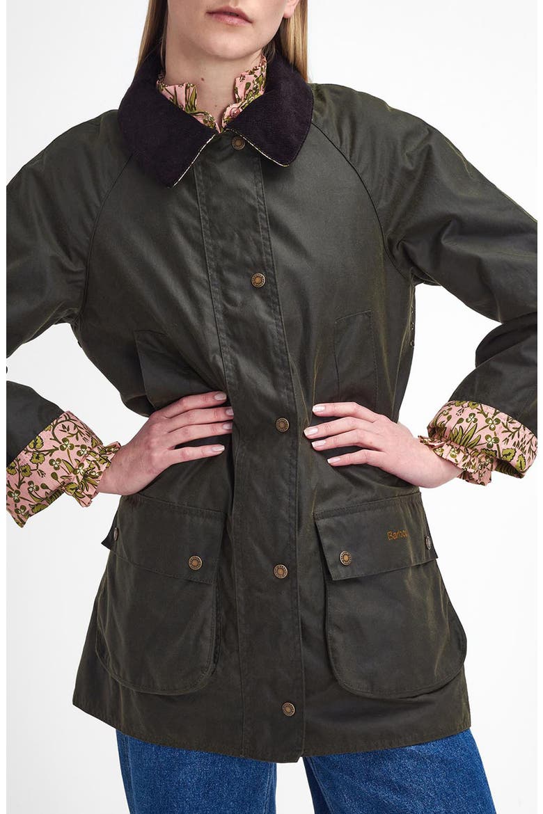 Shelton Water Resistant Waxed Cotton Jacket, Main, color, ARCHIVE OLIVE/ EYEBRIGHT