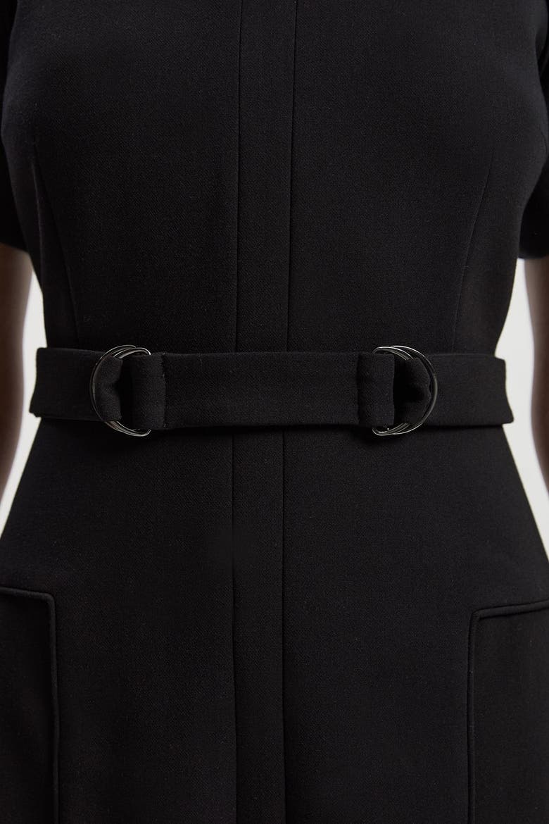 Stretch Tab Detail Full Midi Dress, Alternate, color, Black
