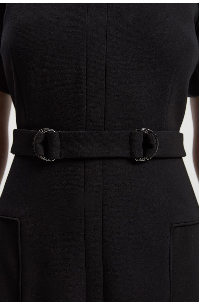 Karen Millen Stretch Tab Detail Full Midi Dress, Alternate, color, Black