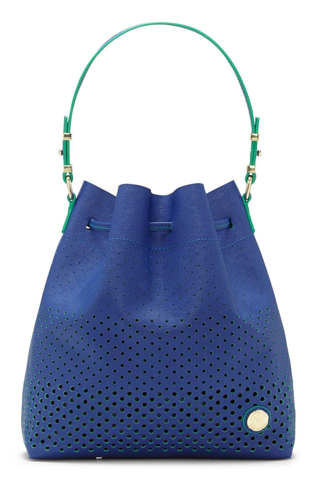 'Leila' Drawstring Bucket Bag, Alternate, color, LAPIS BLUE/ GRASS GREEN