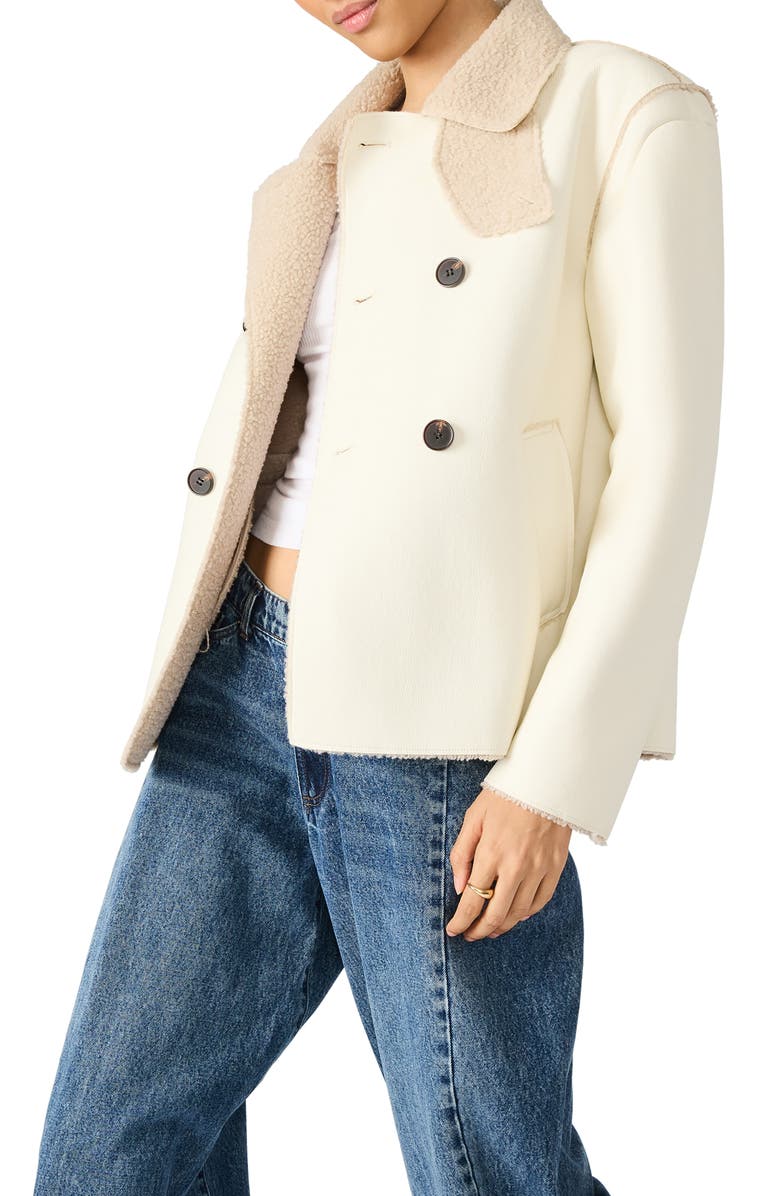 Steve Madden Liv Faux Shearling Coat, Alternate, color, Cream