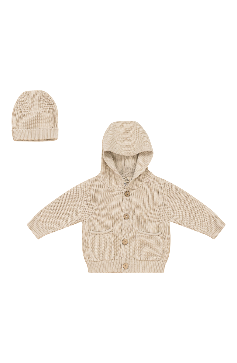 Bebe Bella Knit Hoodie Jacket with Matching Hat, Main, color, Dark Almond