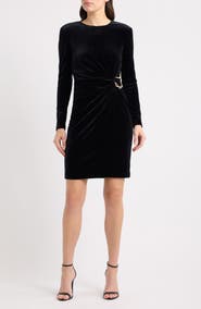 Eliza J Pleated Velvet Cocktail Dress