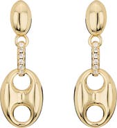 ATHRA LUXE Puffy Mariner Cubic Zirconia Drop Earrings.