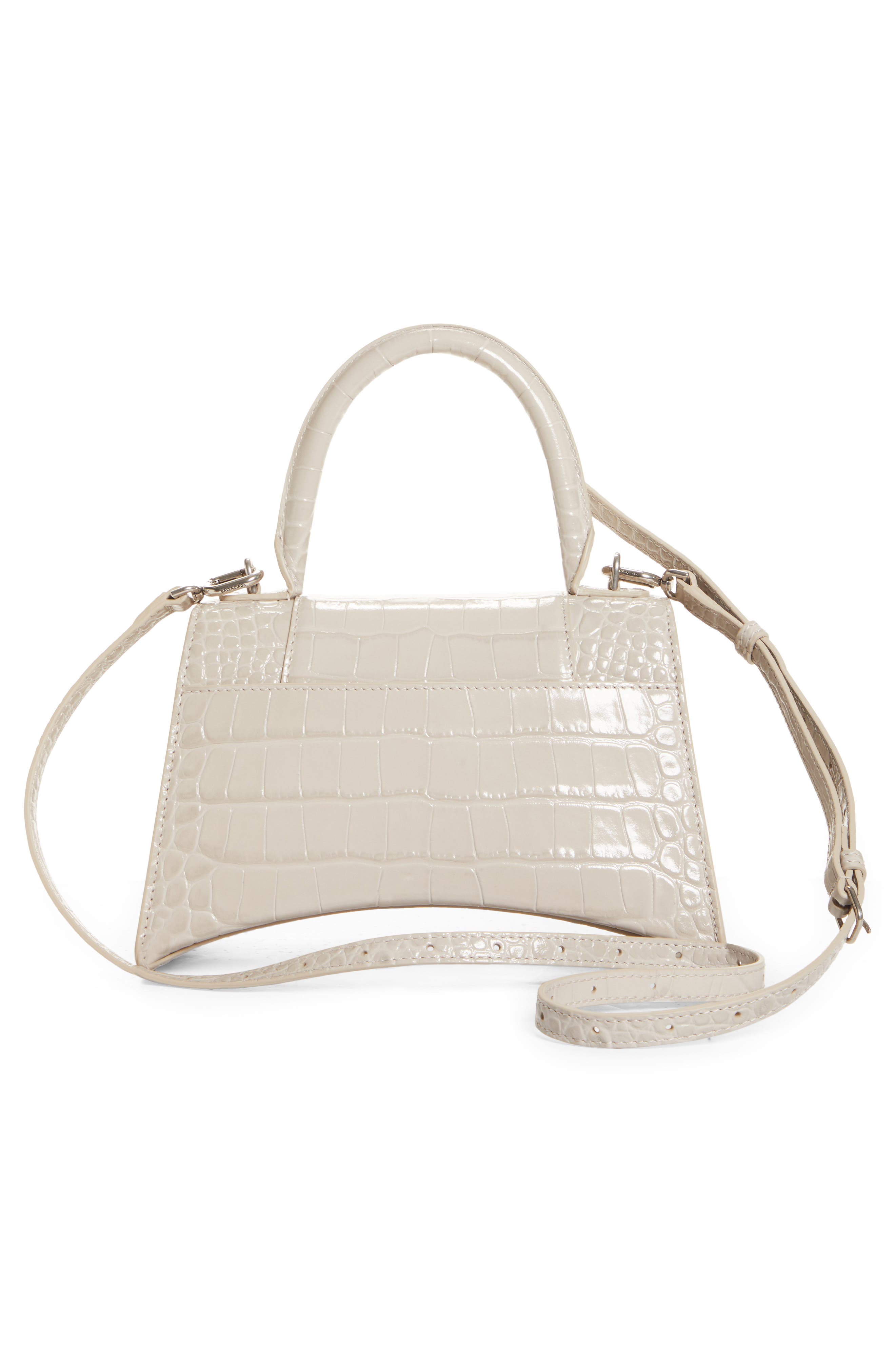 Balenciaga Small Hourglass Croc Embossed Leather Top Handle Bag, Alternate, color, 