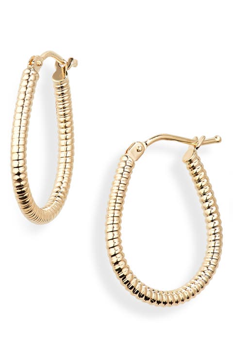 14K Gold Textured Saddle Hoop Earrings (Nordstrom Exclusive)