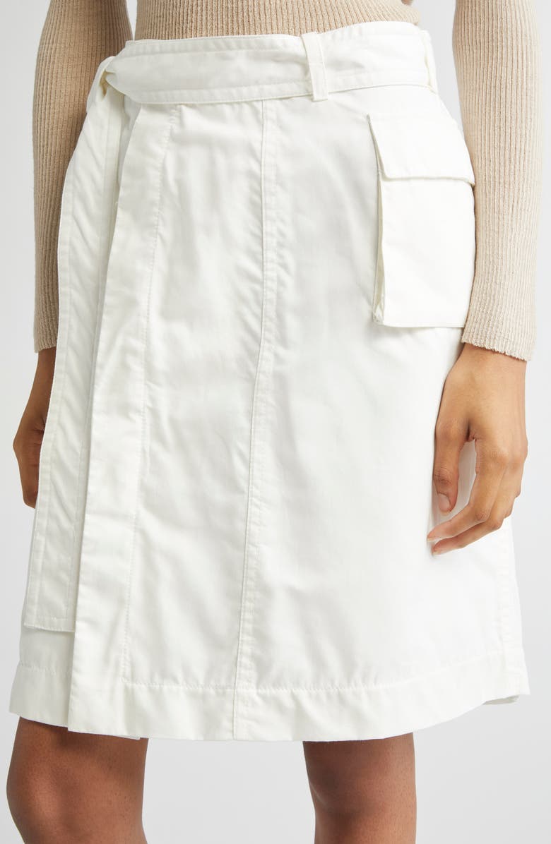 FERRAGAMO Belted Washed Twill Wrap Skirt, Alternate, color, Mascarpone