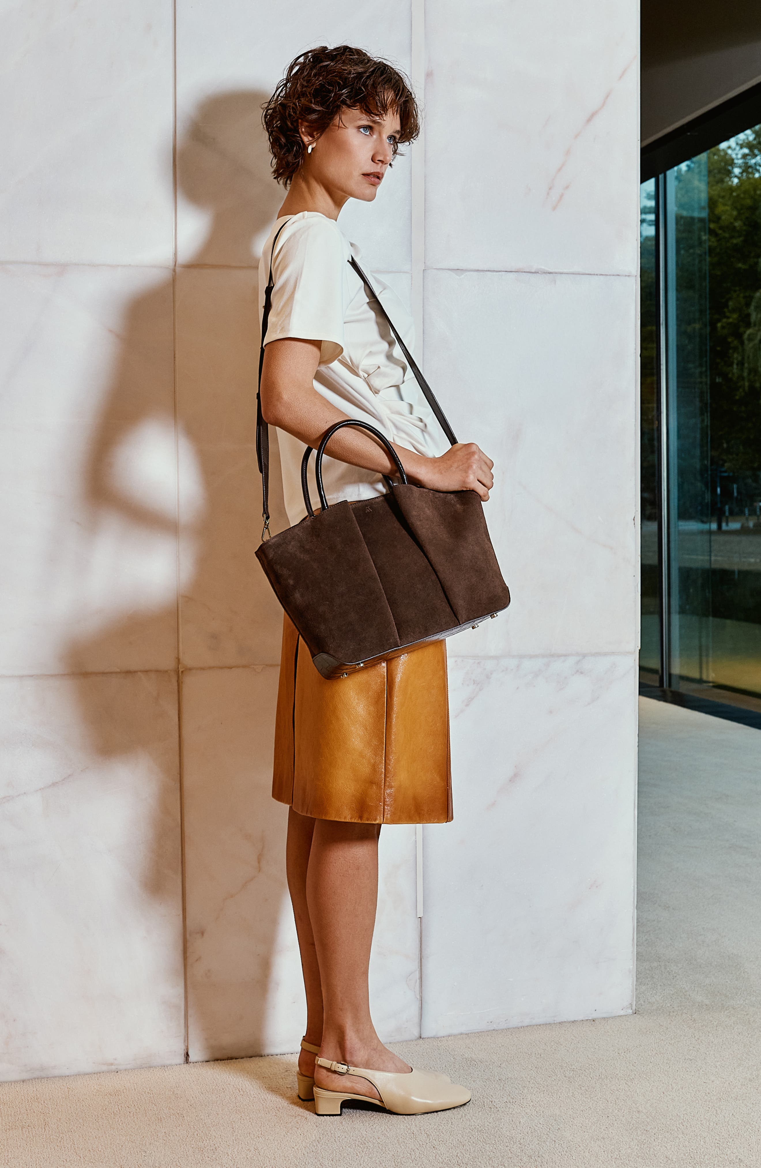 Mini Horizon Leather Crossbody Bag, Alternate, color, Espresso