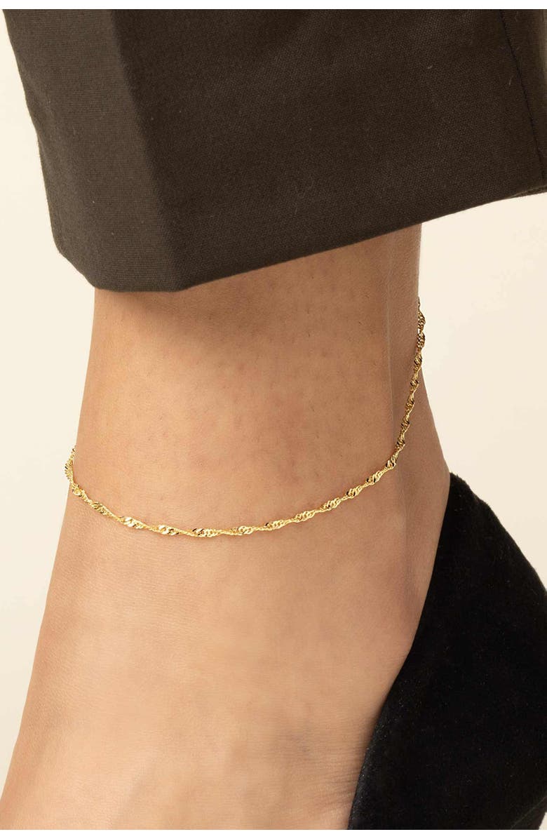 Oradina 14K Gold Spirah Anklet, Alternate, color, White Gold