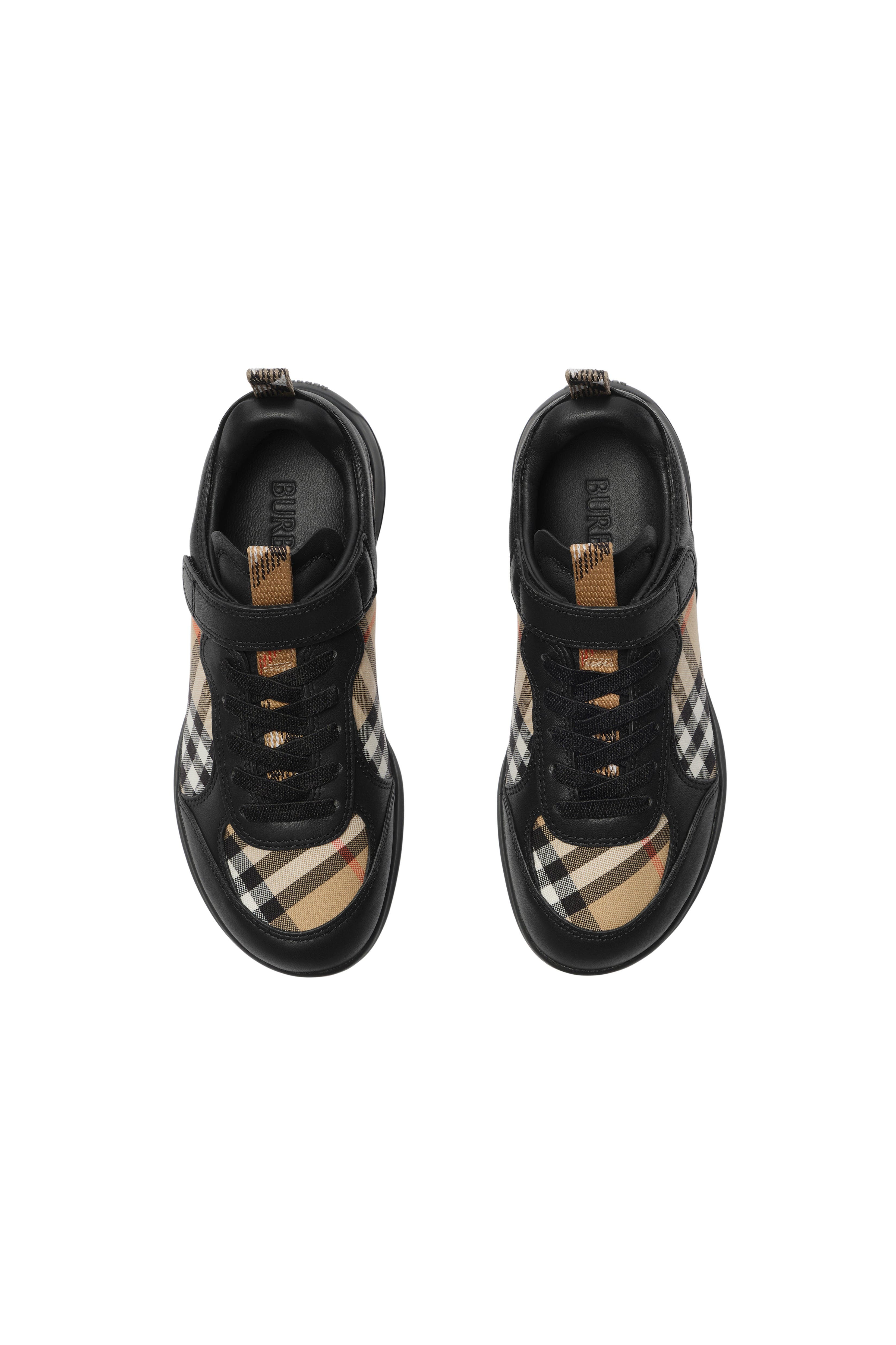Check and Leather Matrix Sneakers, Alternate, color, Black