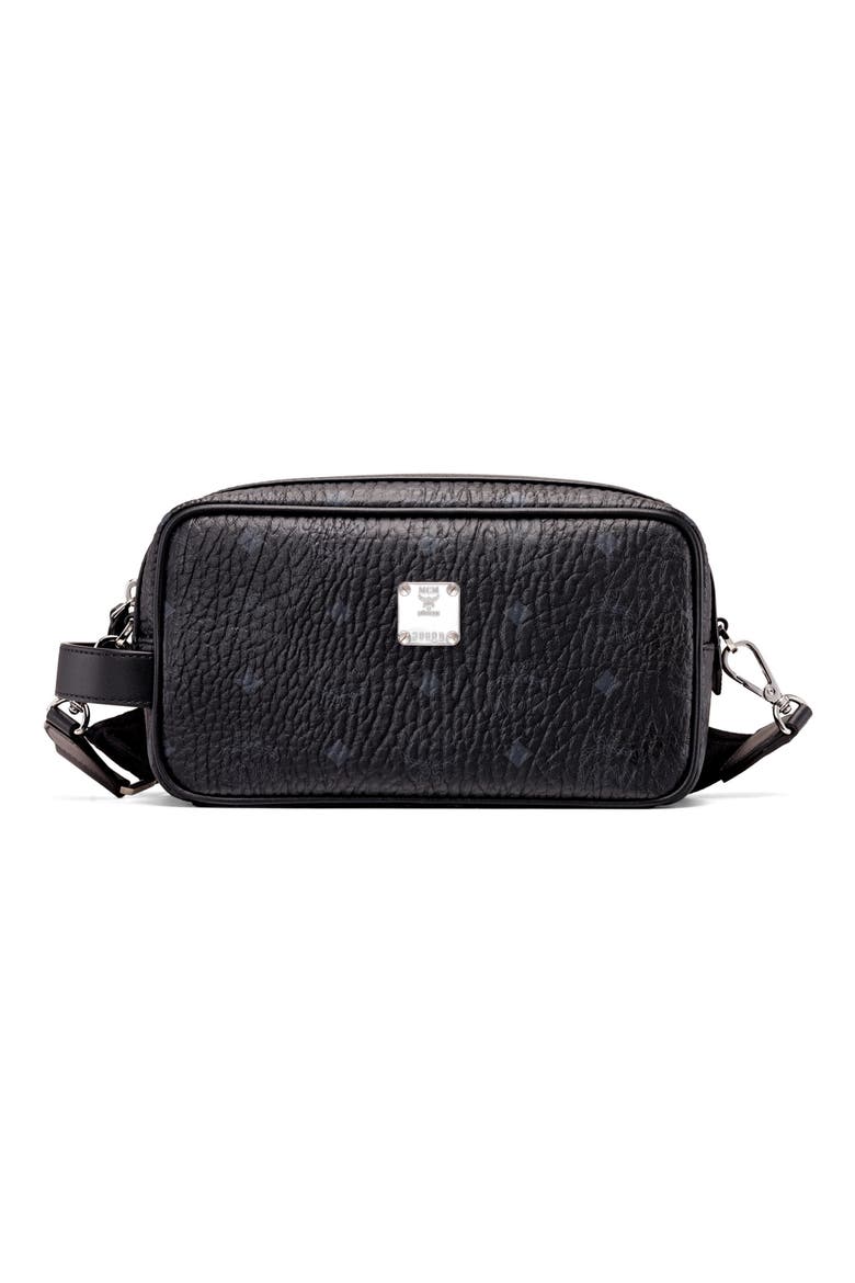 Visetos Coated Canvas Wash Bag, Main, color, BLACK