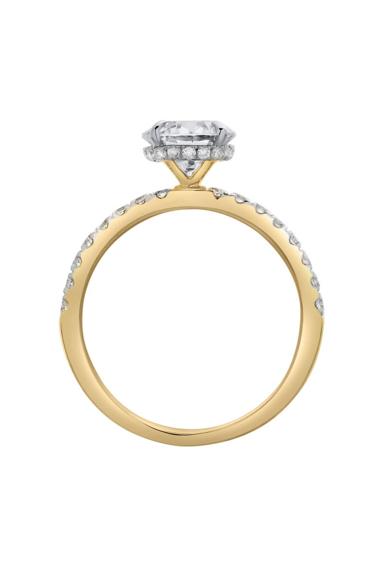 Amore 14K Gold Round Cut Lab Grown Diamond Hidden Halo Engagement Ring - 1.95 Ct, Alternate, color, 14K Yellow Gold