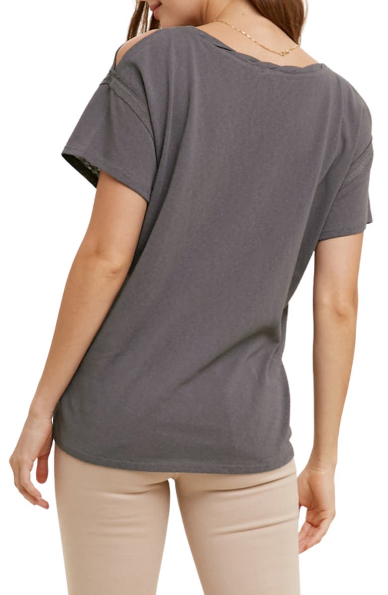 WISHLIST Shoulder Cutout Slub Knit T-Shirt, Alternate, color, Charcoal