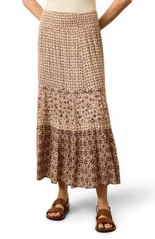 Faherty Woodstock Floral Print Tiered Maxi Skirt