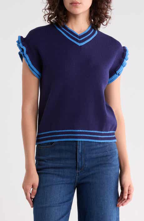 Ruffle Sleeve Stripe Knit Top