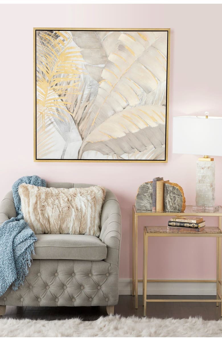 COSMO BY COSMOPOLITAN Large Square Palm Leaves & Ferns Acrylic Framed Painting, Alternate, color, 