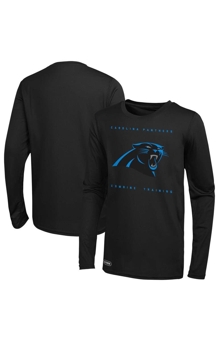 Outerstuff Men's Black Carolina Panthers Side Drill Long Sleeve T-Shirt, Main, color, 