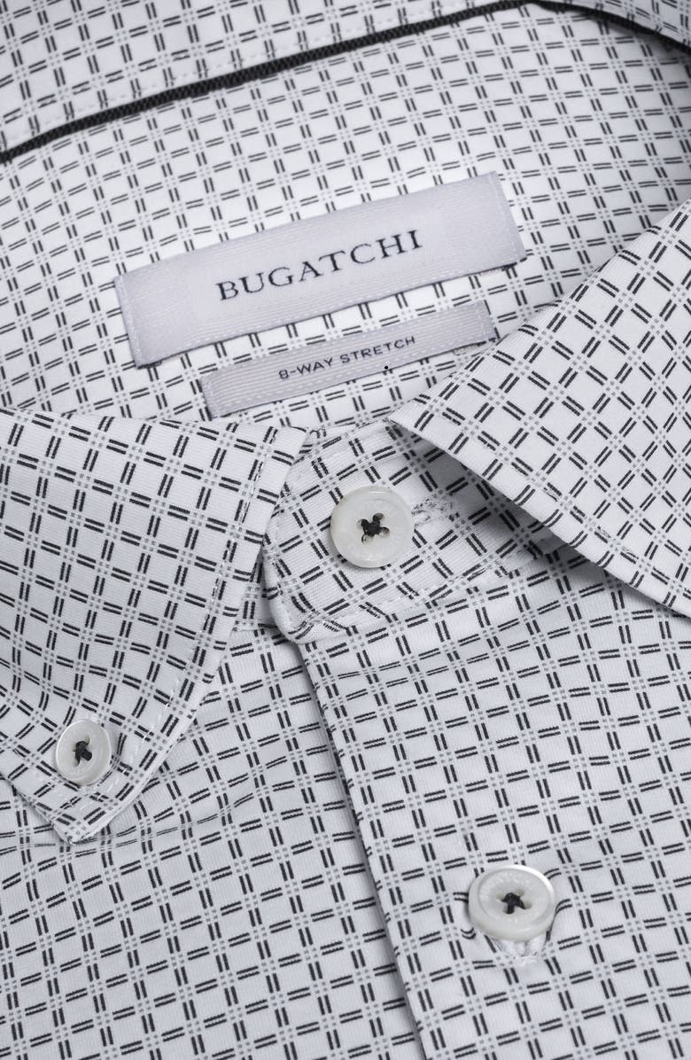 Bugatchi Brent OoohCotton<sup>®</sup> Windowpane Print Button-Down Shirt, Alternate, color, White
