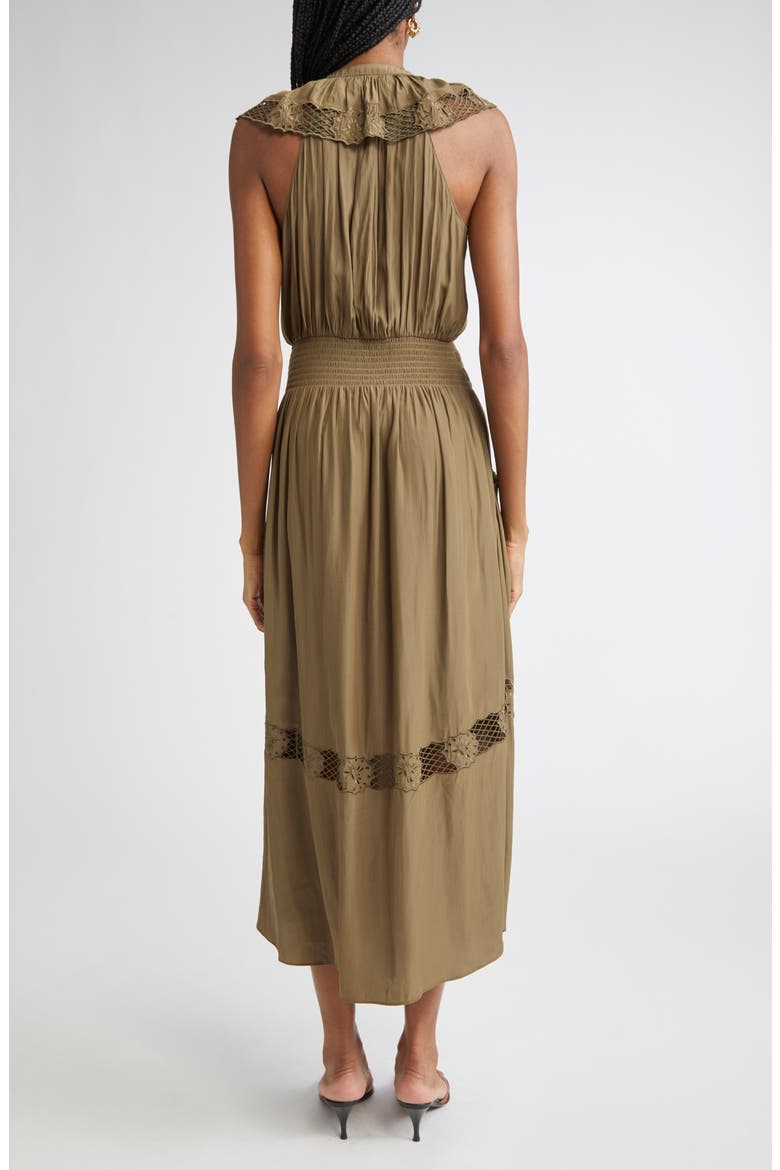 Laila Ruffle Smocked Waist Maxi Dress, Alternate, color, OLIVE GREEN