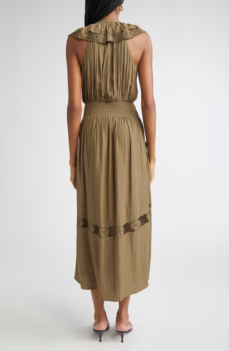 Ramy Brook Laila Ruffle Smocked Waist Maxi Dress, Alternate, color, Olive Green