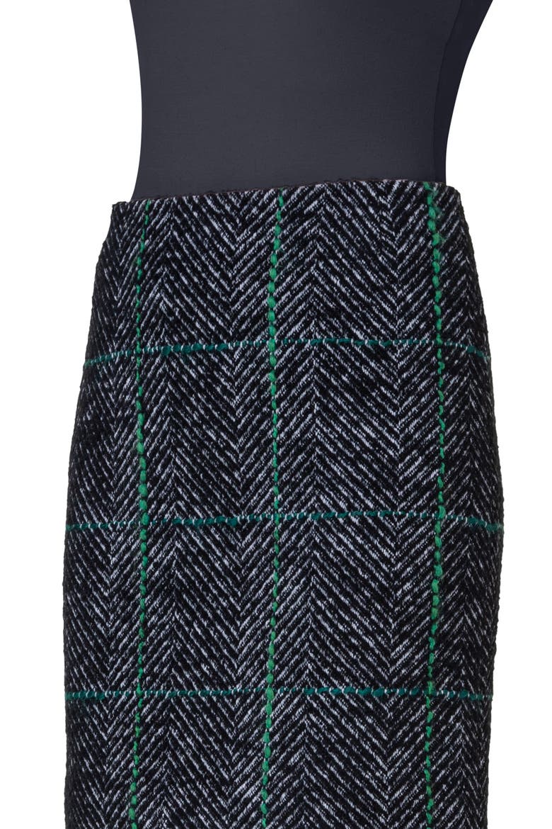 Windowpane Check Herringbone Pencil Skirt, Alternate, color, 095 BLACK-SLATE