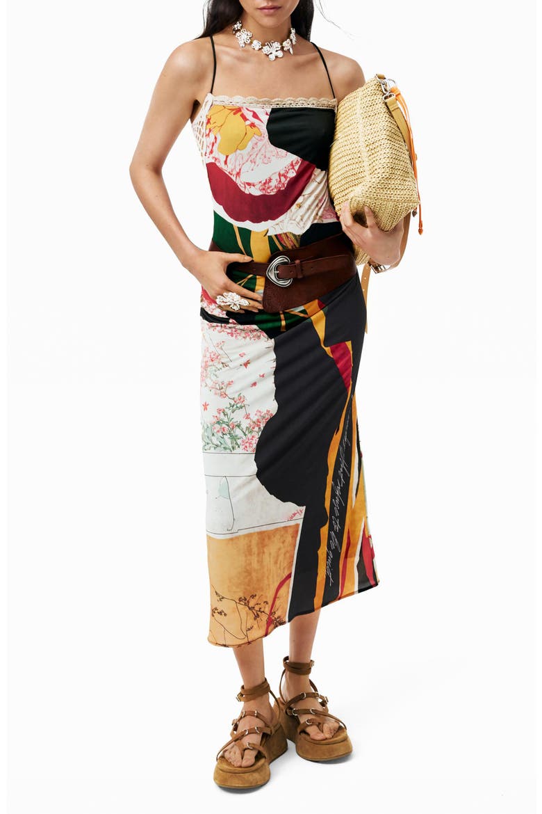 Patchwork Print Knit Maxi Dress, Main, color, BLACK