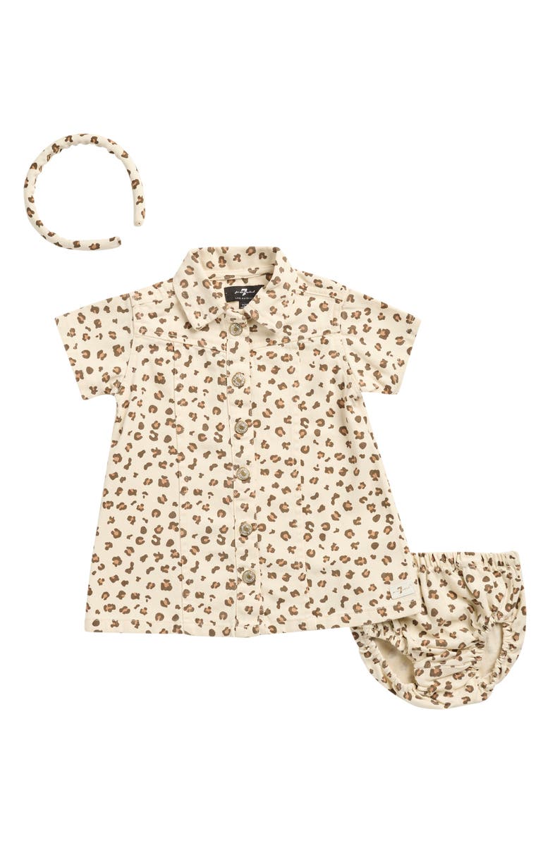 7 For All Mankind Denim Dress, Bloomers & Headband Set, Main, color, Taupe
