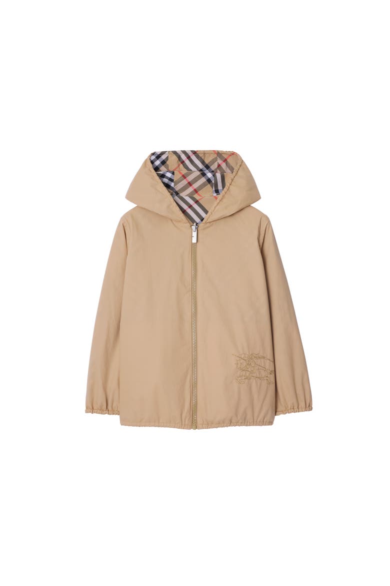 Reversible Check Cotton Blend Jacket, Alternate, color, Sand beige