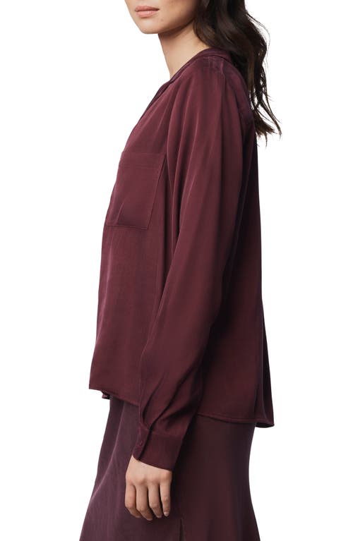 Splendid Serena Satin Shirt In Burgundy