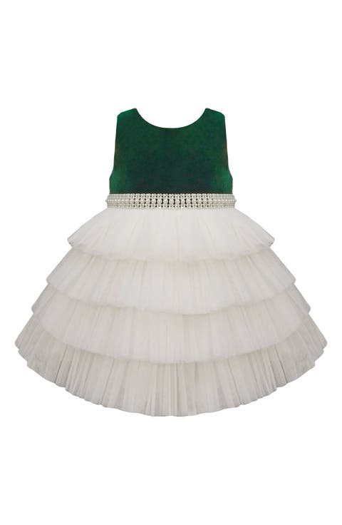 Velvet Tiered Mesh Party Dress (Baby)