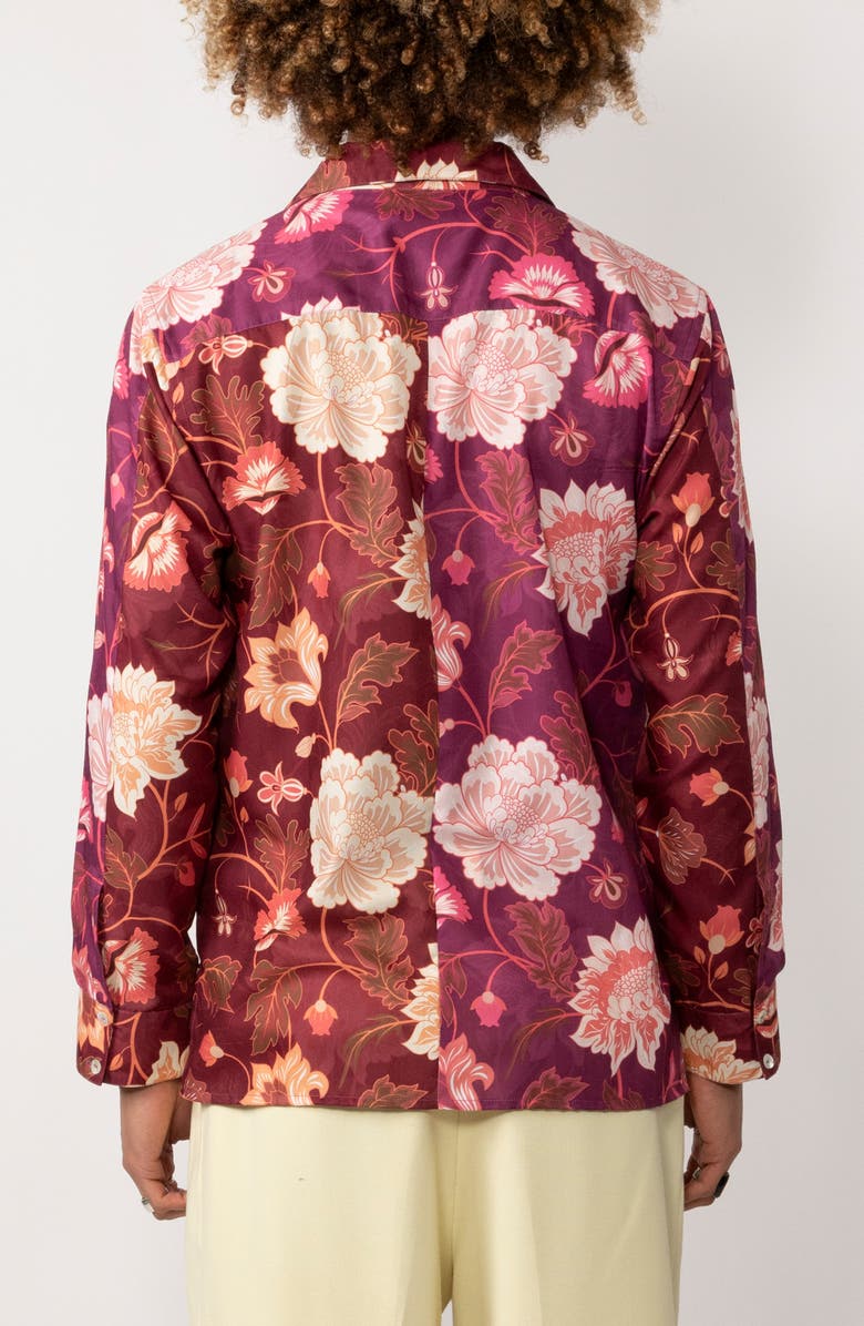 Raga Man Fitan Regular Fit Floral Button-Up Shirt, Alternate, color, Burgandy