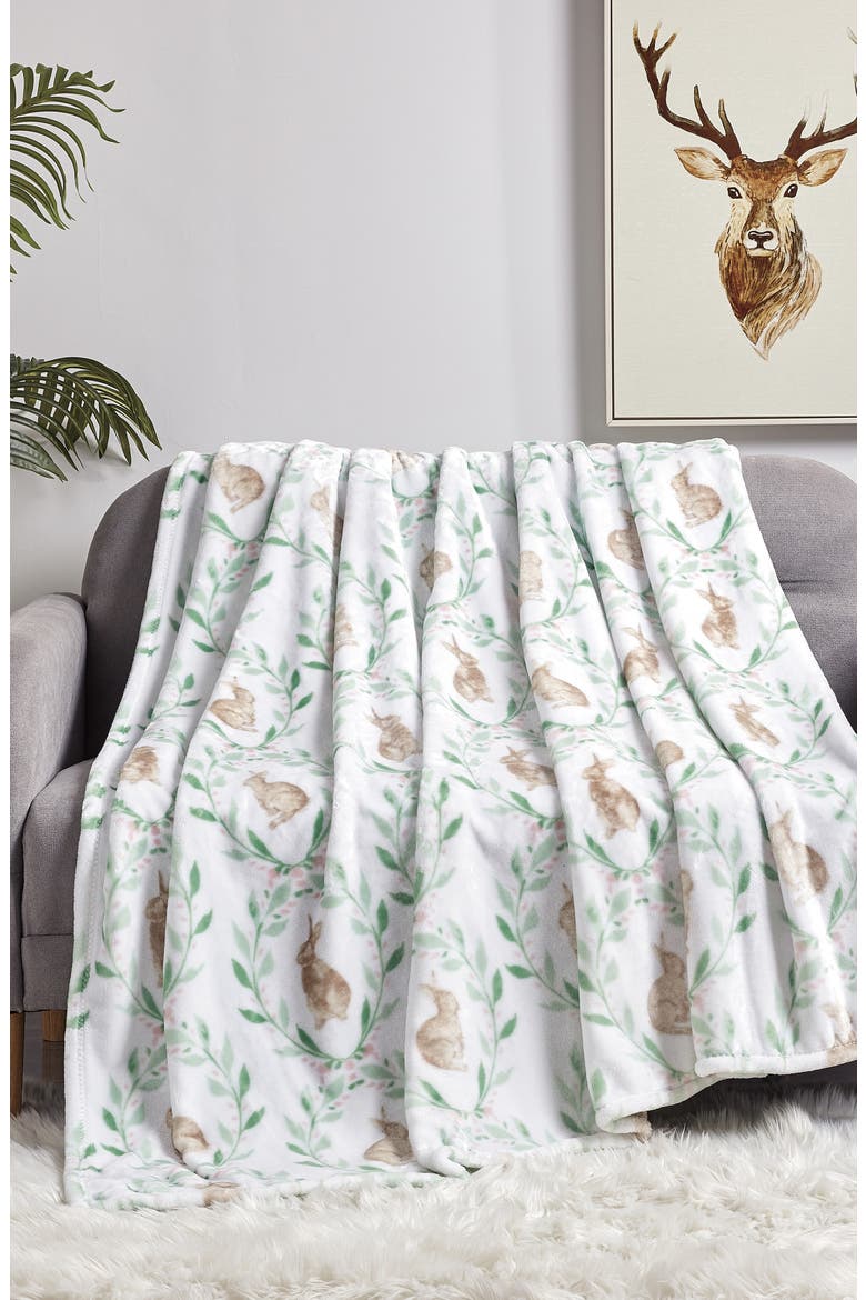 Jas Plush Throw Blanket, Alternate, color, WHITE