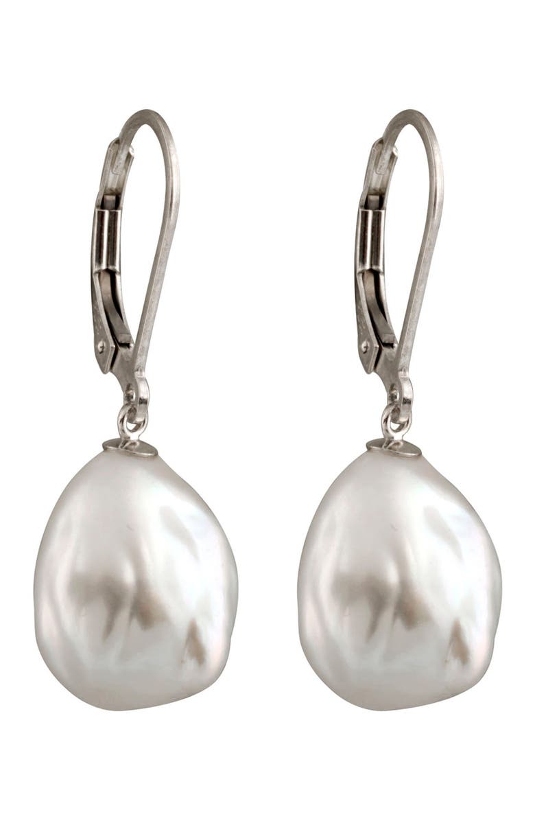 SPLENDID PEARLS 8-10mm Cultured Keshi Pearl Drop Earrings, Main, color, 