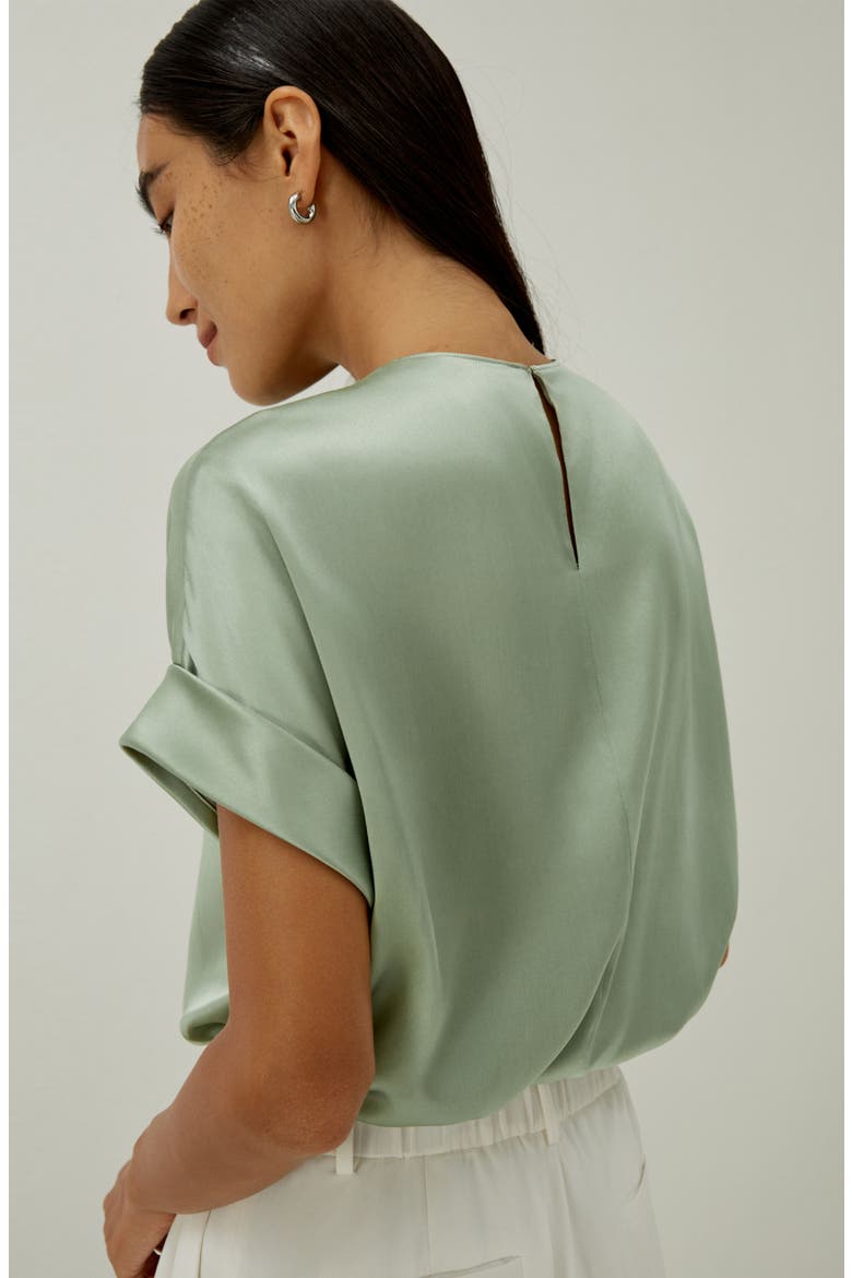 Women's Contemporary Oversized Silk Top, Alternate, color, Pale Turquoise