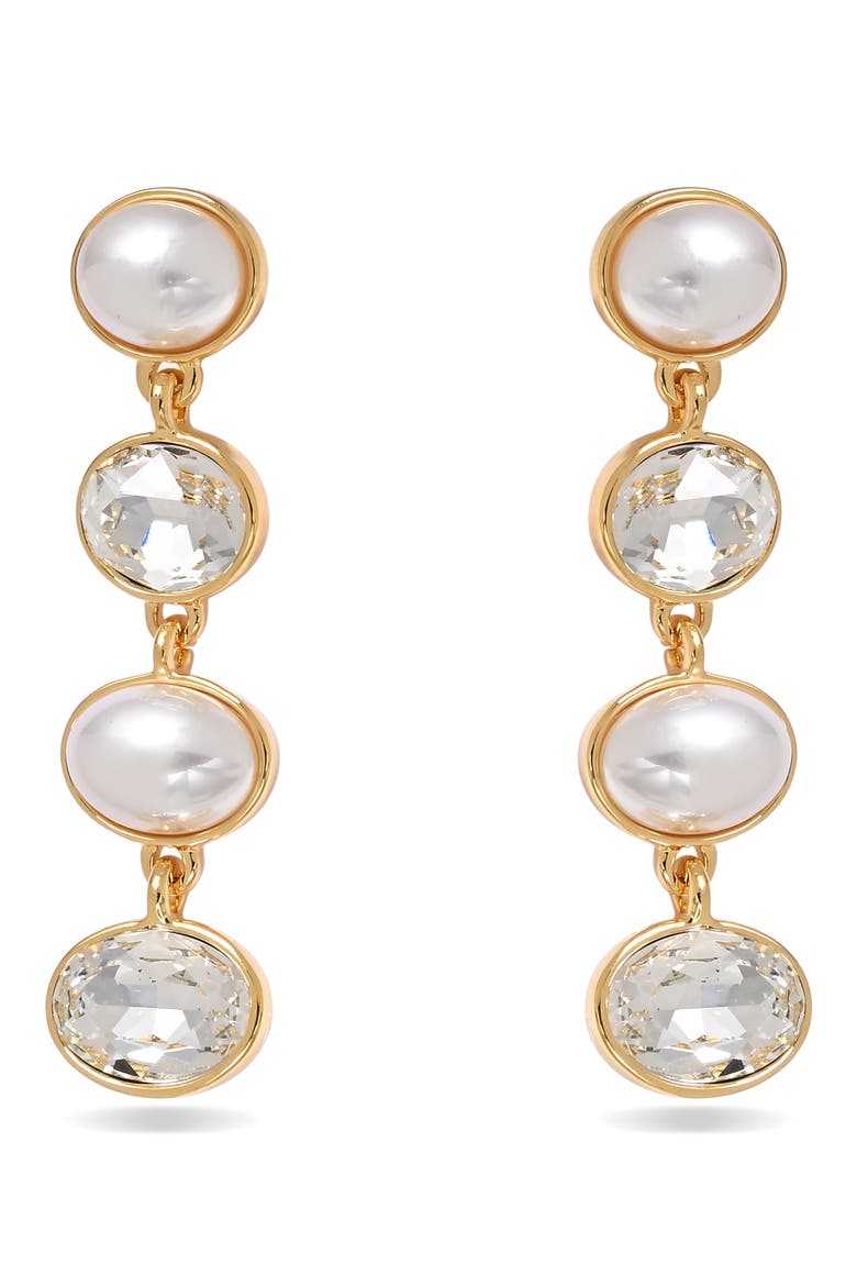 Soleil Clair Imitation Pearl & Crystal Drop Earrings, Alternate, color, GOLD