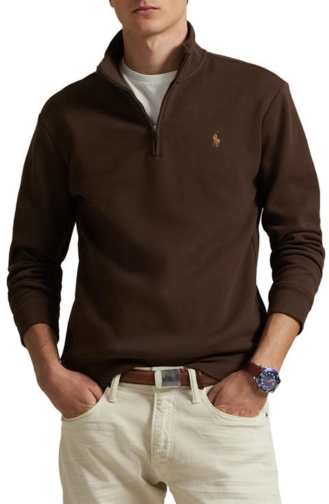 Double-Knit Cotton Piqué Quarter Zip Pullover