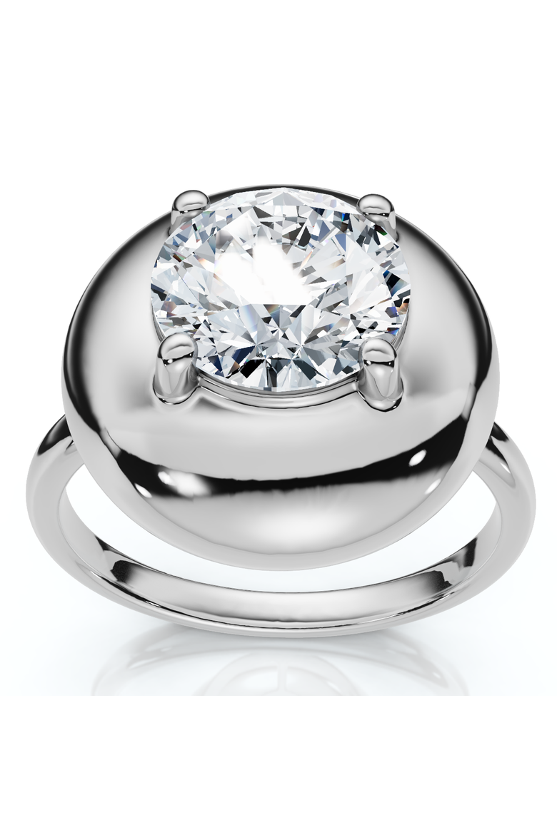 2Ct Diamond Bezel Stackable Button Engagement Ring Lab Grown, Main, color, 14k White Gold