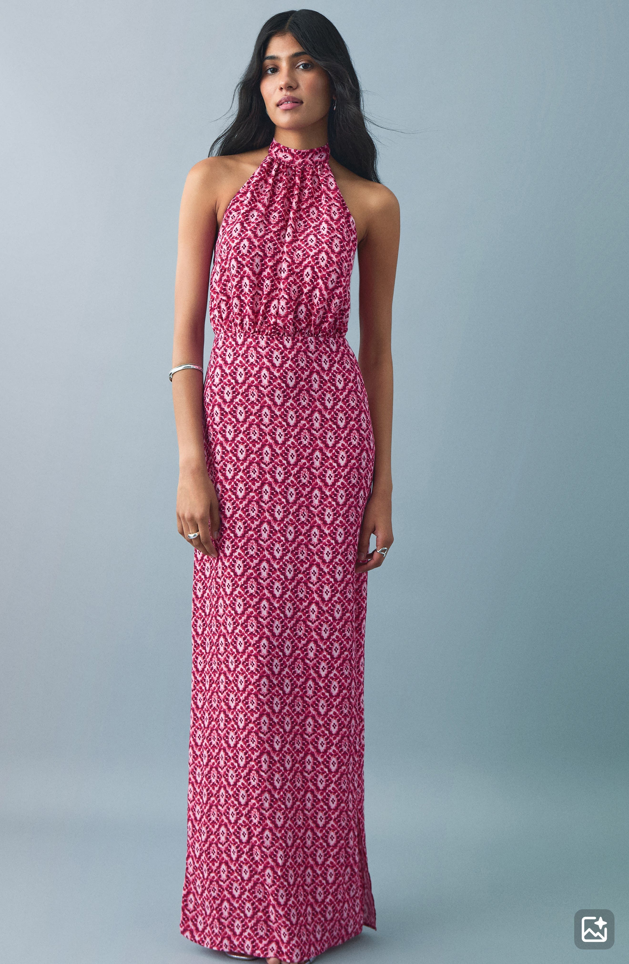 MANGO TEEN Print Halter Neck Maxi Dress (Women) | Nordstrom