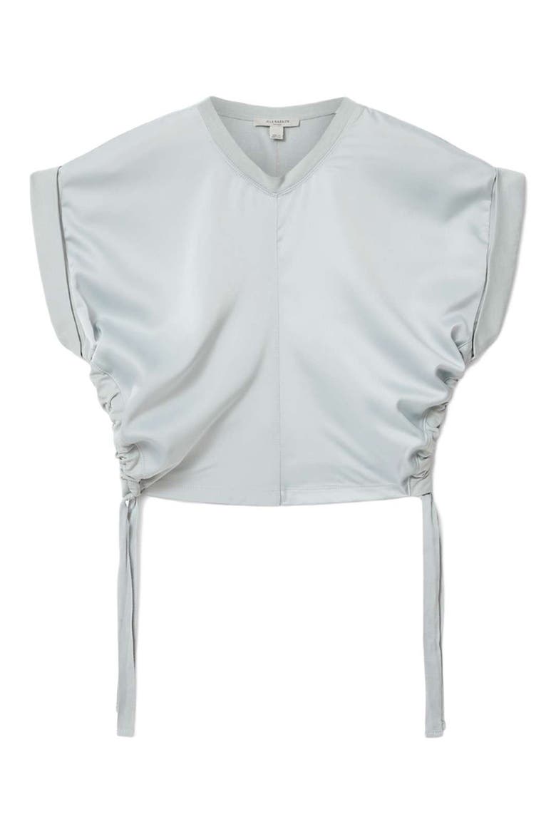 Mira Cinched Side Satin T-Shirt, Alternate, color, HIGH RISE BLUE