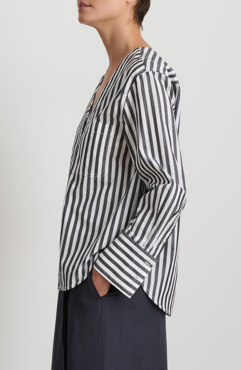 Alex Mill Crosby Stripe V-Neck Button-Up Shirt, Alternate, color,