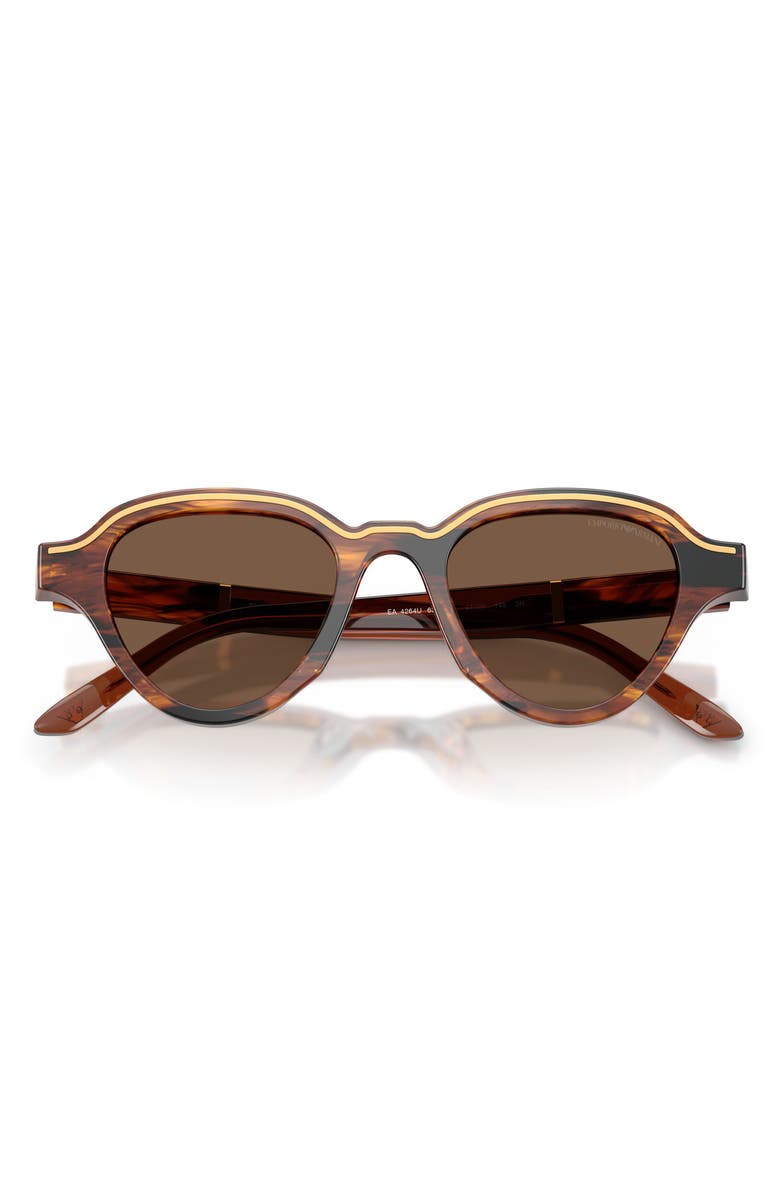 Emporio Armani 47mm Small Irregular Sunglasses, Alternate, color, Shiny Striped Dark Brown